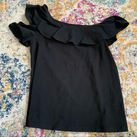 J crew | NWT Black Ruffle Off the Shoulder Top - Picture 2 of 7